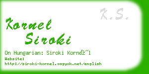 kornel siroki business card